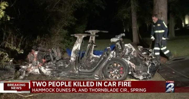Self-Driving Tesla Crashes In Fiery Wreck, Suggesting Tesla's Self-Driving Capability Still Needs Work
